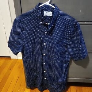 Old Navy Men's Dark Blue Polka Dot Shirt